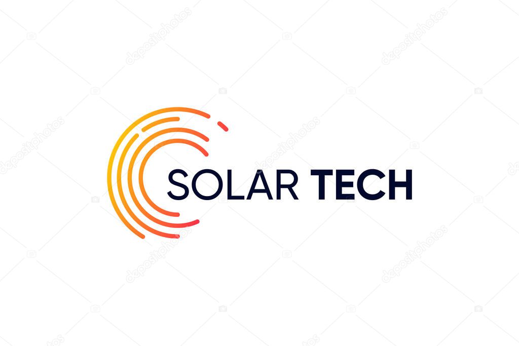Solar tech logo design with modern abstract concept