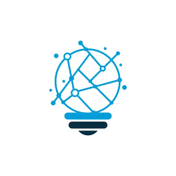 Smart Birne Logo Design Element Vektor Mit Kreativem Technologie Konzept — Stockvektor