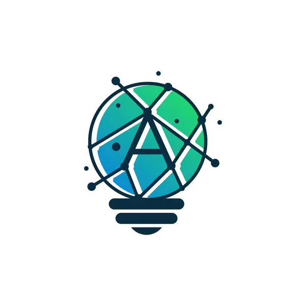 Вектор Элементов Дизайна Логотипа Smart Bulb Творческой Технологией — стоковый вектор