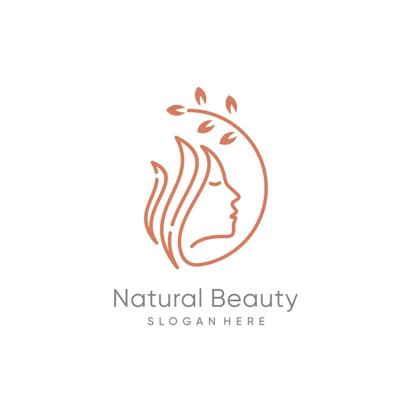 Donna Logo Elemento Design Vettore Con Concetto Natura Creativa — Vettoriale Stock