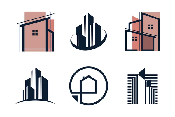 Conjunto Ícone Vetor Elemento Design Logotipo Construção Com Ideia Criativa — Vetor de Stock