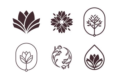 Yaratıcı konsepte sahip doğa logo tasarımı element vektörü kümesi