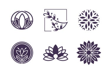 Yaratıcı konsepte sahip doğa logo tasarımı element vektörü kümesi