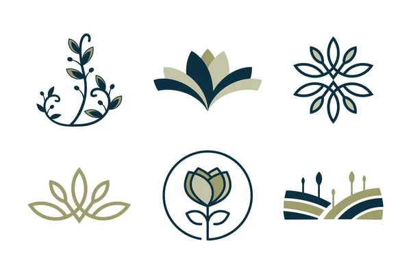 創造的なコンセプトを持つ自然のロゴデザイン要素ベクターのセット — ストックベクタ