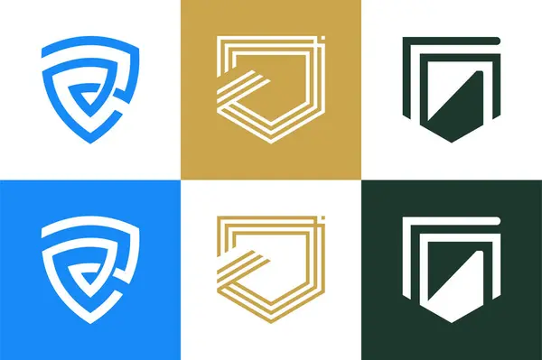 Coleção Vetores Design Logotipo Escudo Com Conceito Elemento Criativo — Vetor de Stock