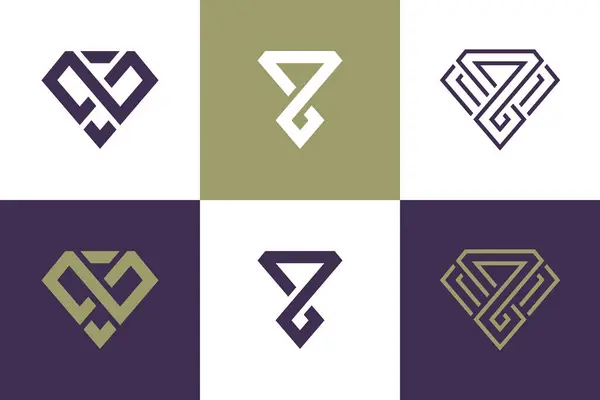 Yaratıcı Element Kavramına Sahip Elmas Logo Tasarım Vektör Koleksiyonu — Stok Vektör