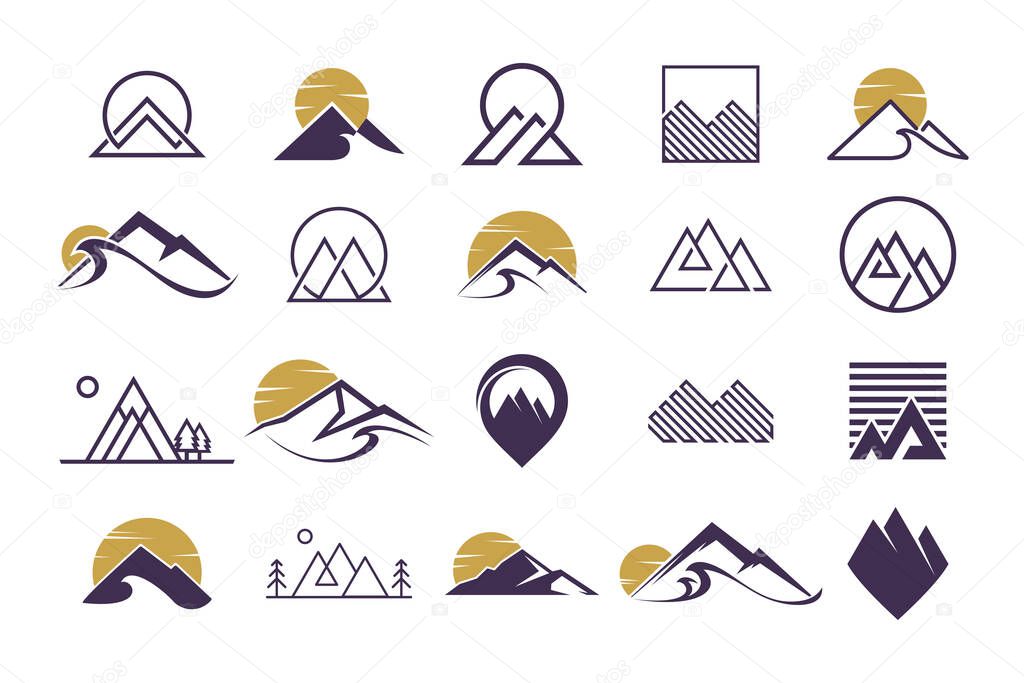 Mountain logo design vector collection with creative element concept