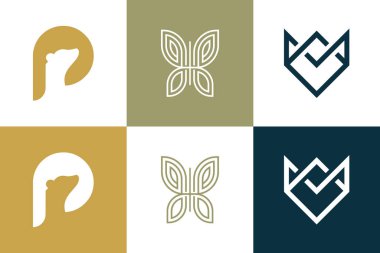 Yaratıcı element kavramına sahip hayvan logosu tasarım vektörü