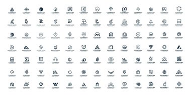 Büyük bohça şirket logo tasarımı element simgesi fikri seti