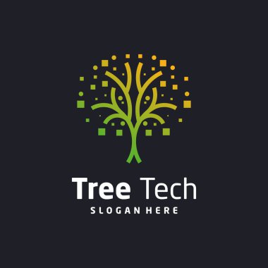Yaratıcı konsept fikri olan ağaç teknolojisi tasarım element vektör simgesi