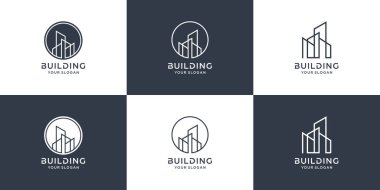 Satır konsepti Premium Vektörü olan logo koleksiyonu oluşturuluyor