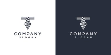 T harfi logo şablonu modern konsept Premium Vektör bölüm 7