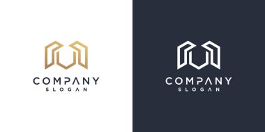 Altın minimalist konsept Premium Vektör Bölüm 4 ile iş için M logosu şablonu