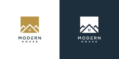Modern ev logosu eşsiz şekil konsepti Premium Vector bölüm 1