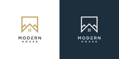 Modern ev logosu eşsiz şekil konsepti Premium Vektör bölüm 2