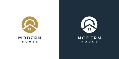 Modern ev logosu eşsiz şekil konsepti Premium Vektör bölüm 4