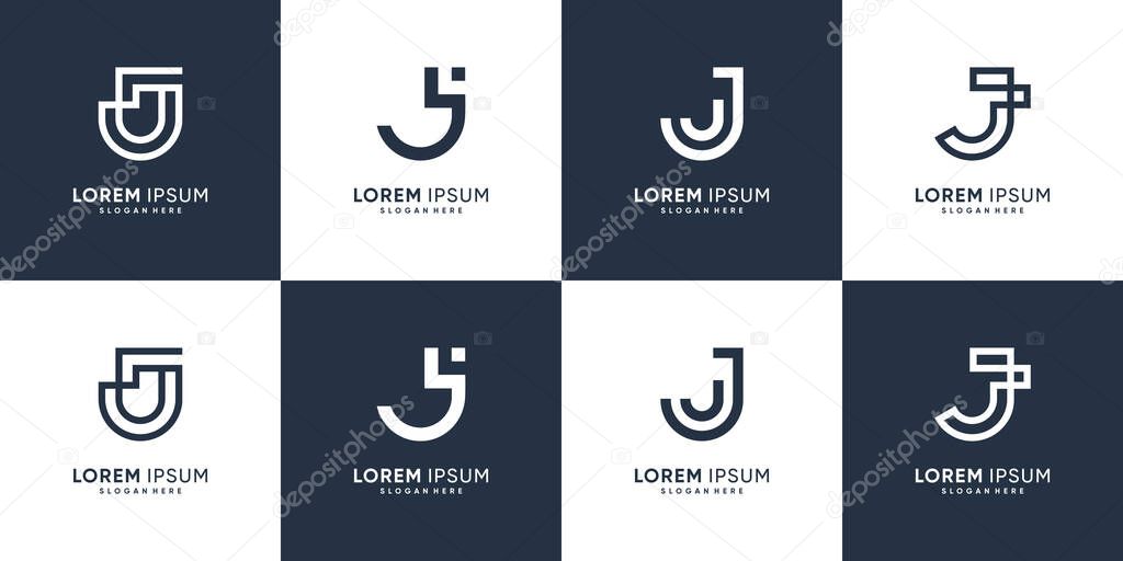 Set of letter J logo with modern creative style Premium Vector