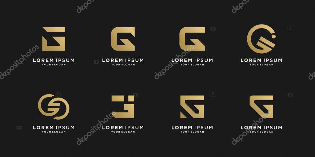G logo collection with golden creative style Premium Vector