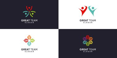 Modern eşsiz konsept Premium Vektör Bölüm 1 ile takım çalışması logosu koleksiyonu