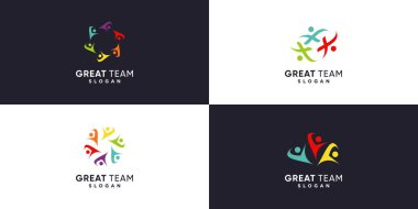 Modern eşsiz konsept Premium Vektör Bölüm 2 ile takım çalışması logosu koleksiyonu