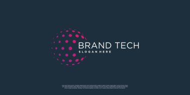 Teknoloji konsepti olan dünya logosu Premium Vektör