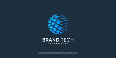Modern teknoloji konseptine sahip dünya logosu Premium Vector bölüm 1