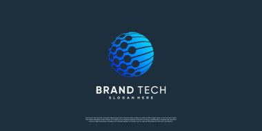 Modern teknoloji konsepti olan Globe logosu Premium Vector bölüm 7