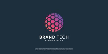 Modern teknoloji konseptine sahip Globe logosu Premium Vector bölüm 17