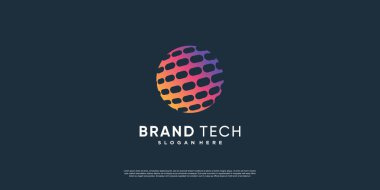 Modern teknoloji konsepti olan Globe logosu Premium Vector bölüm 19