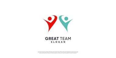 Takım çalışması logosu modern eşsiz konsept Premium Vektör bölüm 1