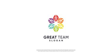 Takım çalışması logosu modern eşsiz konsept Premium Vektör bölüm 4