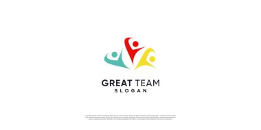 Takım çalışması logosu modern eşsiz konsept Premium Vektör bölüm 6