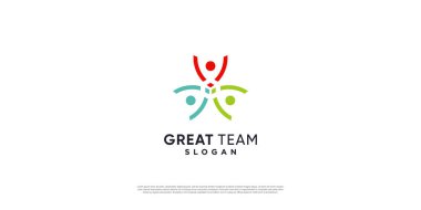 Takım çalışması logosu modern eşsiz konsept Premium Vektör bölüm 7