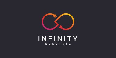 Yaratıcı sonsuzluk konseptine sahip elektrik logosu Premium Vektörü