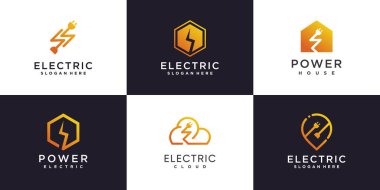 Yaratıcı element konsepti Premium Vektör bölüm 2 ile elektrik logosu koleksiyonu