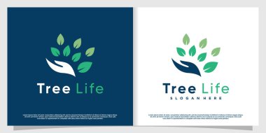 Modern insan tarzına sahip ağaç yaşam logosu Premium Vektör Bölüm 3