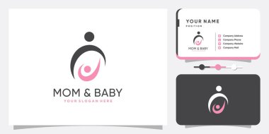 Anne ve bebek logosu. Yaratıcı eşsiz bir stili var. Premium Vektör.