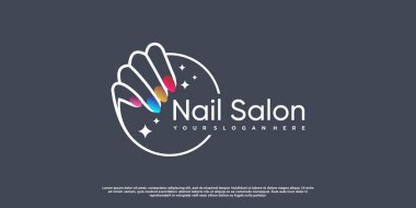Yaratıcı element biçimi olan çivi logosu konsepti Premium Vektörü