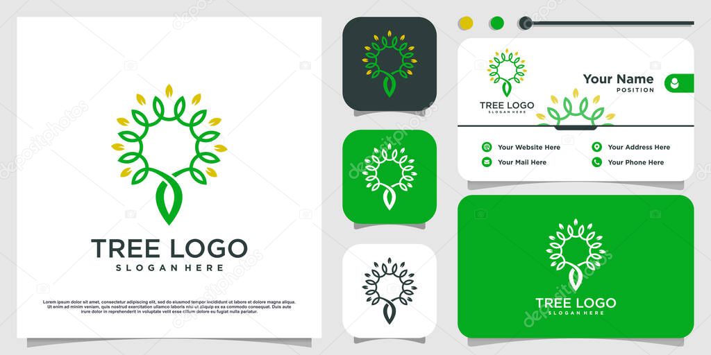 Tree logo with modern creative concept Premium Vector