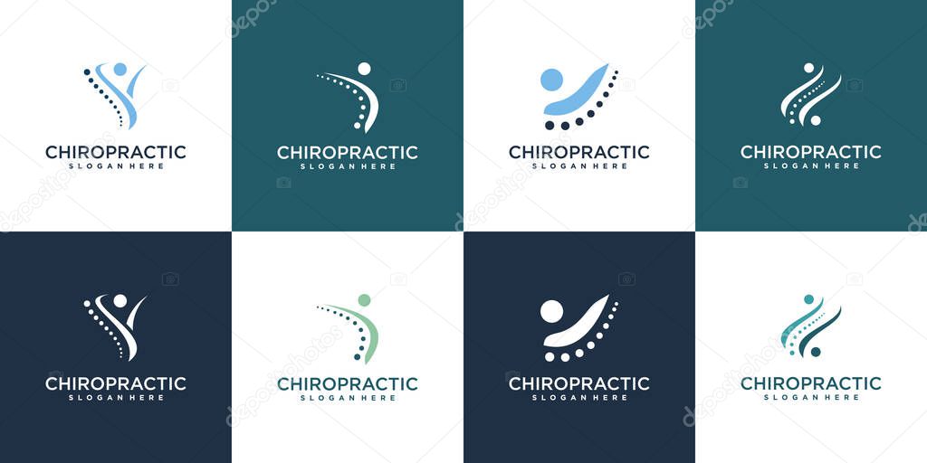Chiropractic logo collection with modern style Premium Vector