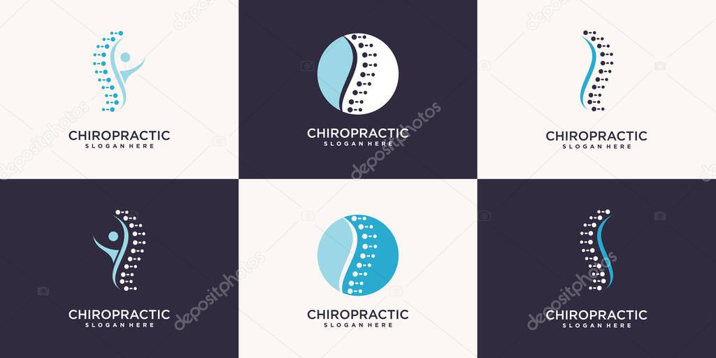 Chiropractic logo collection with unique element style Premium Vector