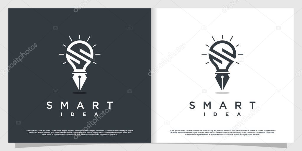 Lamp logo with letter S concept Premium Vector