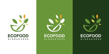 Yaratıcı element organik stil Premium Vektör ile Ecofood simgesi logosu tasarımı