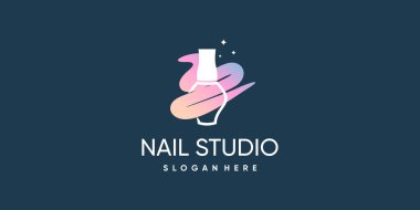 Benzersiz element konsepti Premium Vektörü olan tırnak cilası logo tasarım vektörü