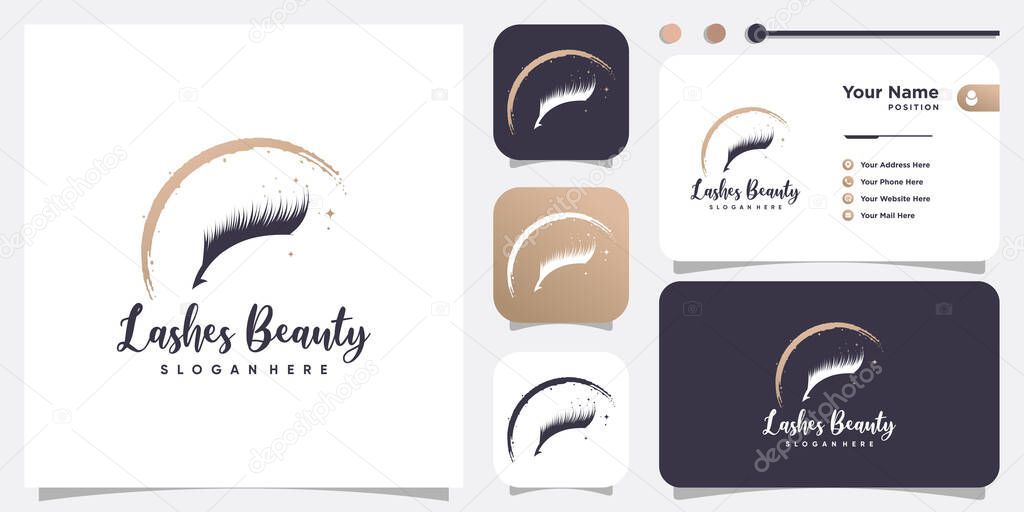 Lash logo design for beauty with creative element Premium Vector