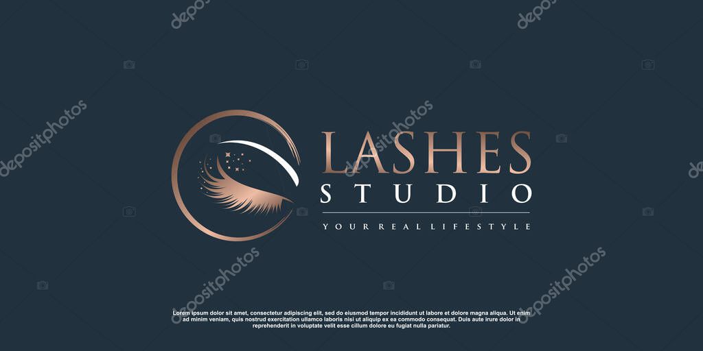 Lash logo design for beauty with creative element Premium Vector