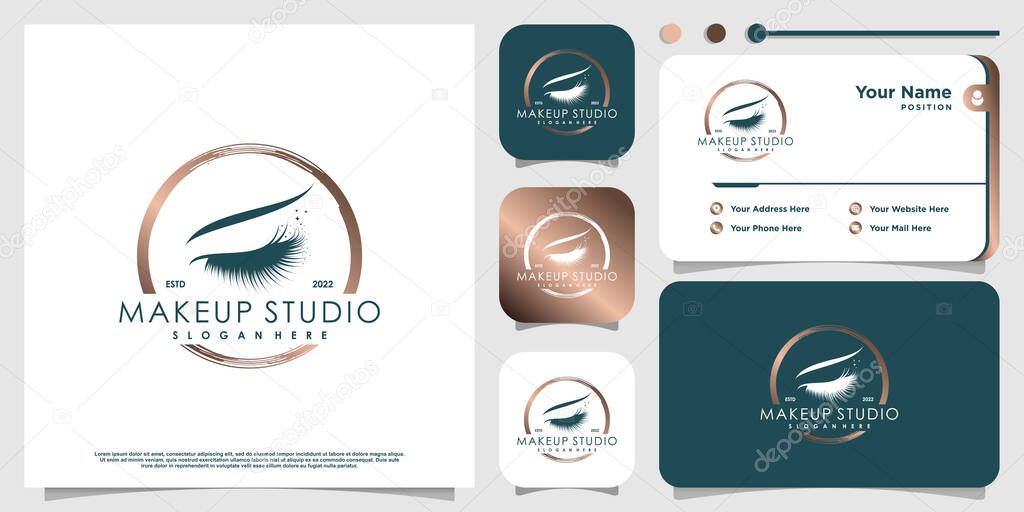 Lash logo design for beauty with creative element Premium Vector