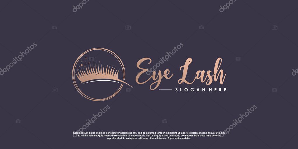 Lash logo design for beauty with creative element Premium Vector