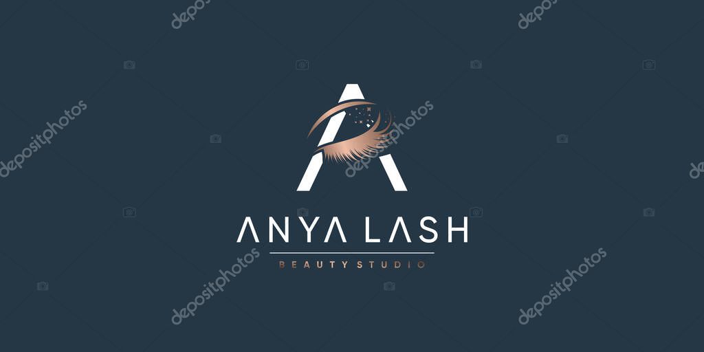 Lash logo design for beauty with letter A concept Premium Vector