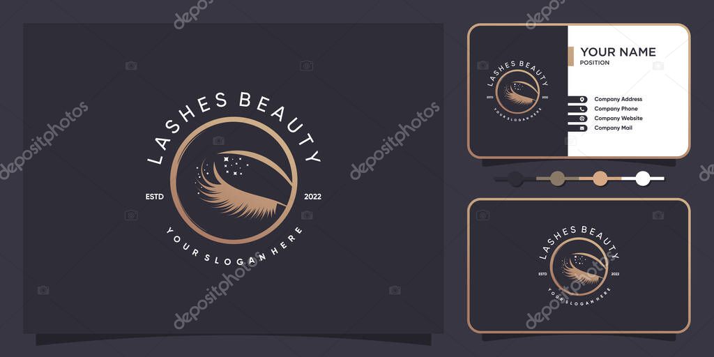 Lash logo design for beauty with creative element Premium Vector